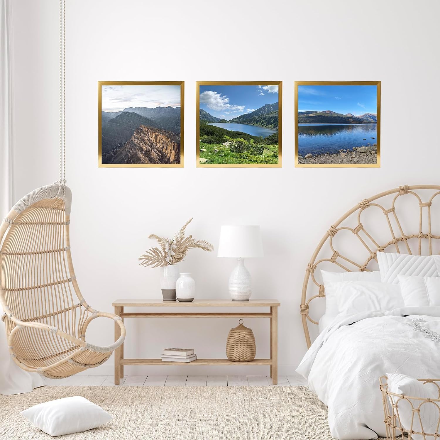 JCJMY 12x12 inch Picture Frame, Horizontal and Vertical Formats for Wall Hanging, 12 x 12 Wall Gallery Poster Photo Frame with Shatter Resistant Plexiglass, Gold